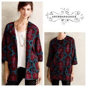Anthropologie Cartonnier Maroon Patterned Jacket